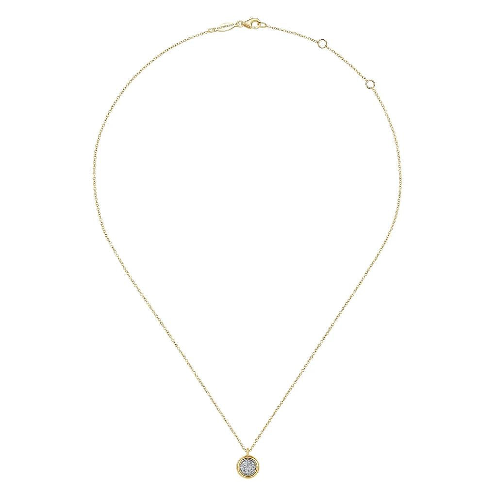 Gabriel & Co 14K Two-Tone Bezel Set Diamond Cluster Pendant Necklace NK6497M45JJ