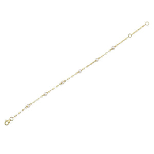 Shy Creation 14K Yellow Gold Cultured Pearl Sparkle Chain Bracelet SC55029215