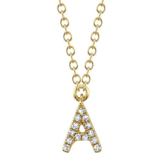 Shy Creation 14K Yellow Gold Diamond "A" Initial Necklace SC55007904-A