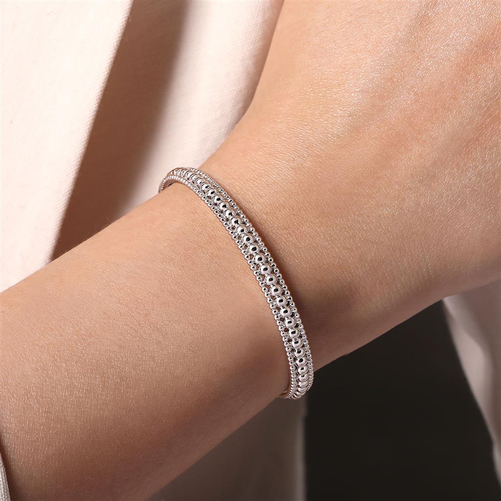 Gabriel & Co Sterling Silver Bujukan Beaded Open Bangle BG4594-62SVJJJ