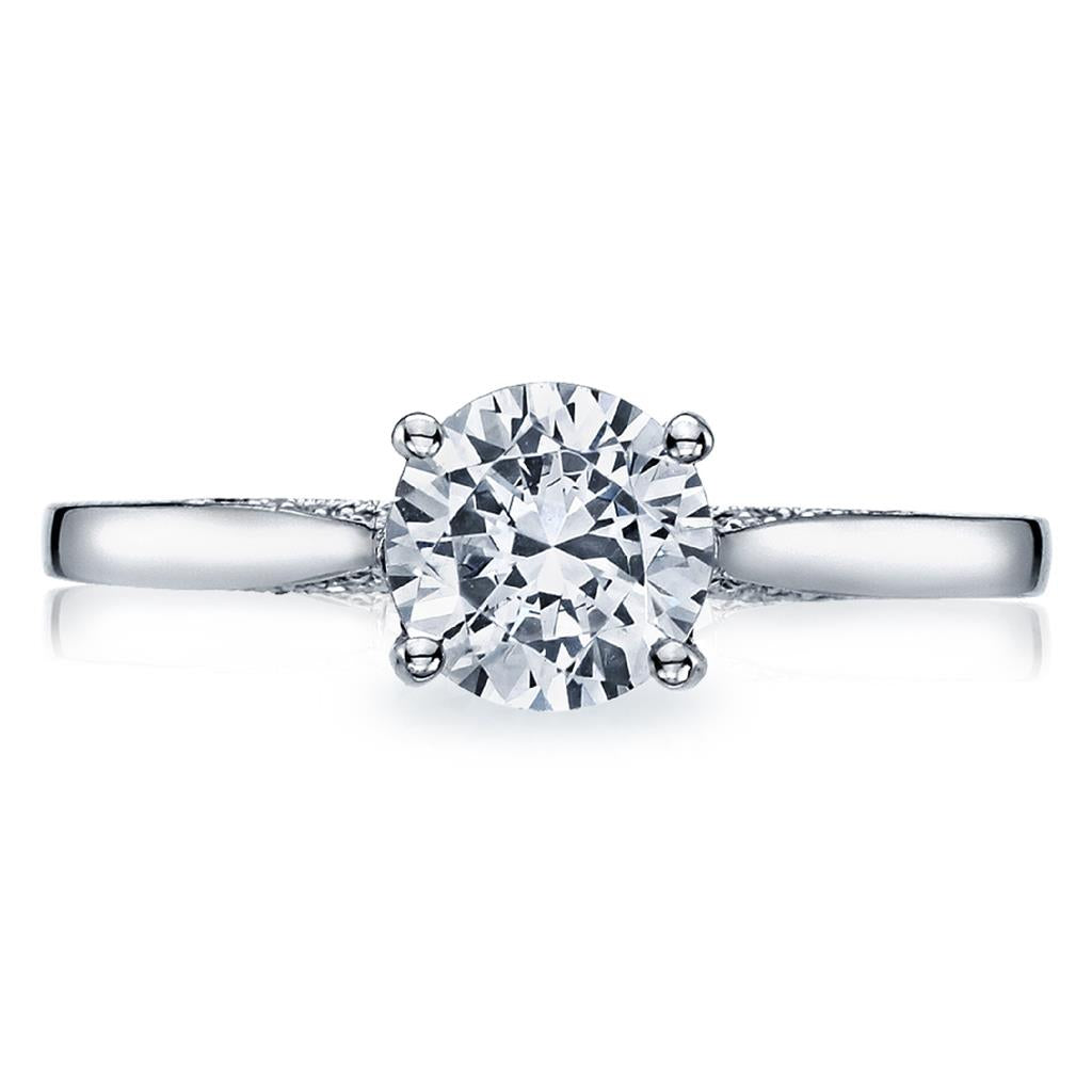 Tacori 18K White Gold Dantela Solitaire Engagement Ring 2638 RD 6 W