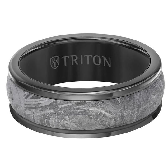 Frederick Goldman Black Tungsten Carbide and Meteorite Insert Wedding Band 11-6082BCM8-G.00