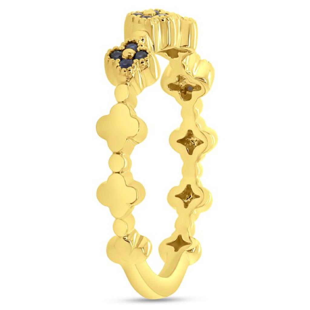 Uneek 14K Yellow Gold Blue Sapphire Clover Station Ring LVBAS5038BS