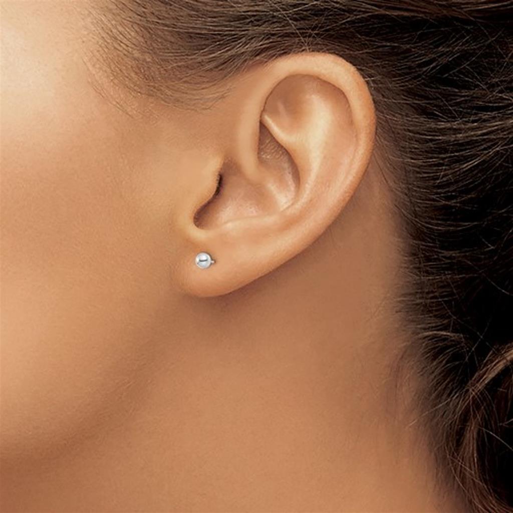 14K White Gold 4mm Ball Stud Earrings 21Z