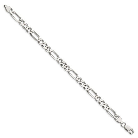 Sterling Silver 6.5mm Figaro Chain Bracelet QFG180R-8