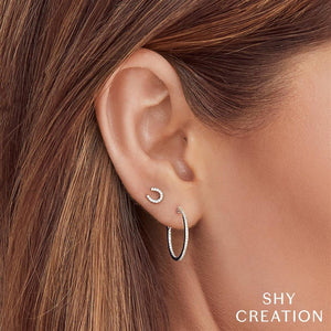 Shy Creation 14K White Gold Diamond Hoop Earrings SC55008414
