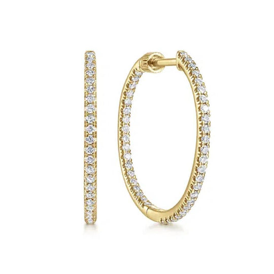 Gabriel & Co 14K Yellow Gold Pave Inside Out Diamond Hoop Earrings EG13460Y45JJ