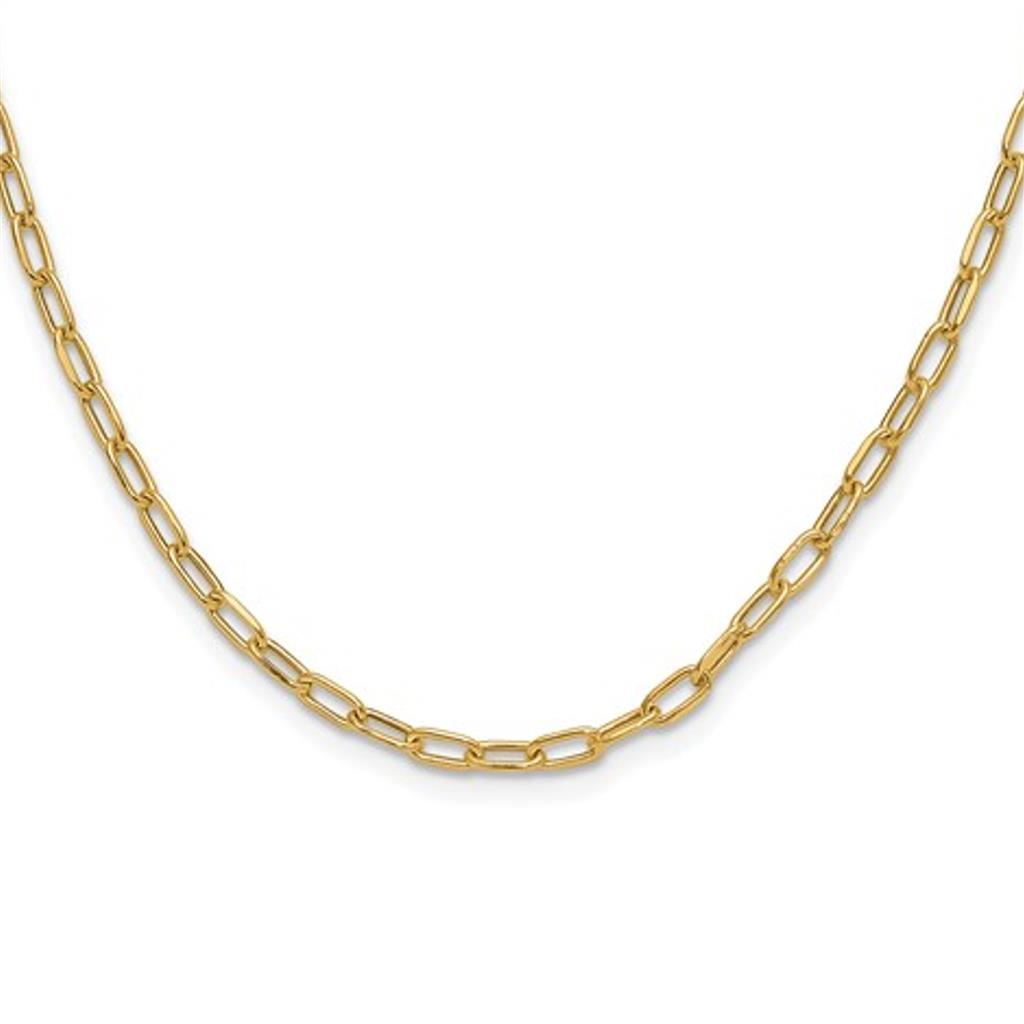 14K Yellow Gold Diamond Cut Paperclip Necklace 7276-18
