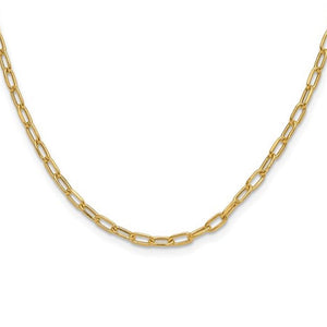 14K Yellow Gold Diamond Cut Paperclip Necklace 7276-18