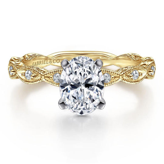 Gabriel & Co 14K Yellow & White Gold Victorian Milgrain Diamond Engagement Ring ER4122O4M44JJ