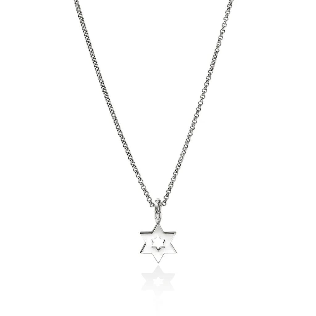 John Hardy Sterling Silver Diamond Pave Star of David Pendant Necklace NBP9894002DIX16-18