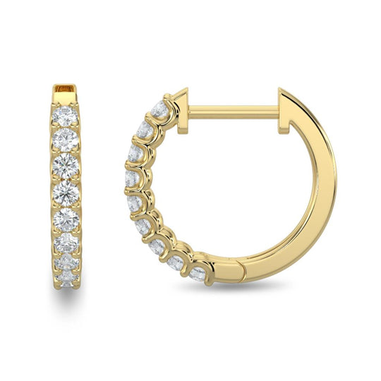 14K Yellow Gold Diamond Hinged Hoop Earrings M13E2246V9B15