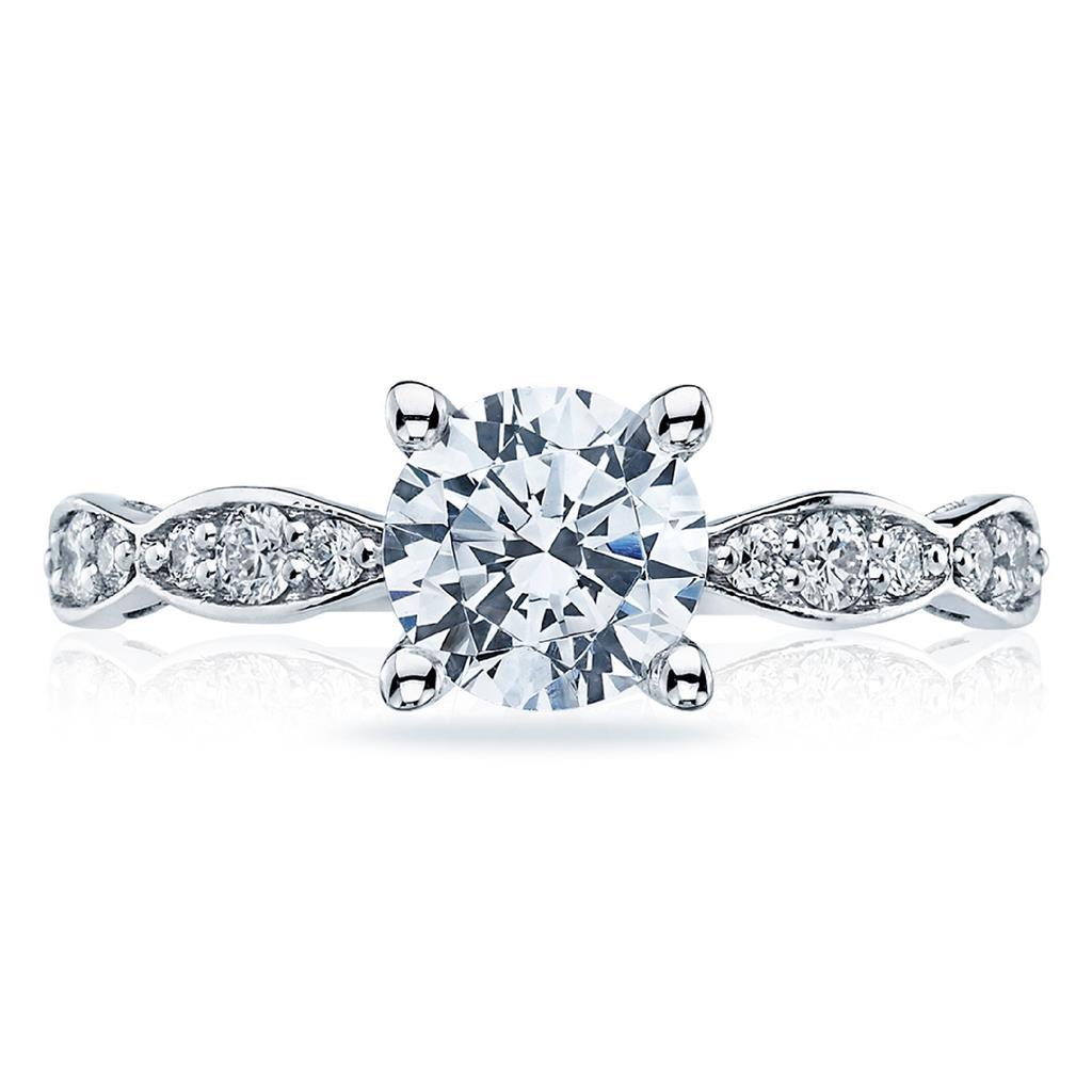 Tacori 18K White Gold Sculpted Crescent Engagement Ring 46-2 RD 6.5 W