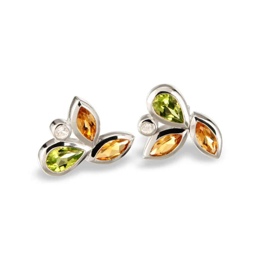Joryel Vera Sterling Silver Multi Gemstone Stud Earrings E4302CT/PD/WT