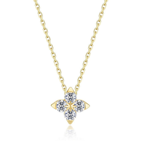 Lafonn Sterling Silver Gold Plated Trillium Super Bloom Simulated Diamond Necklace N0345CLG18