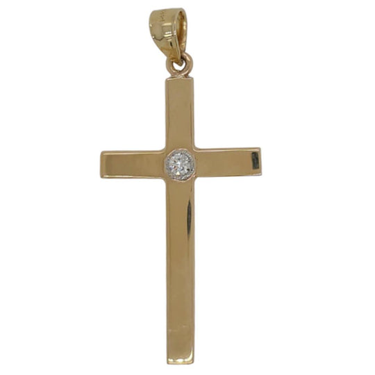 14K Yellow Gold Diamond Accented Cross Pendant 243699