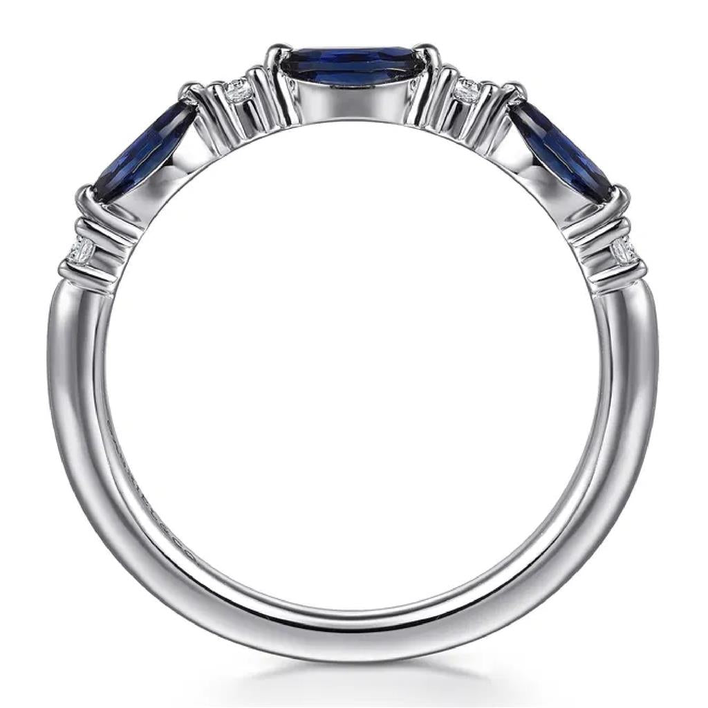 Gabriel & Co 14K White Gold Marquise Sapphire and Diamond Band AN16474W44SA