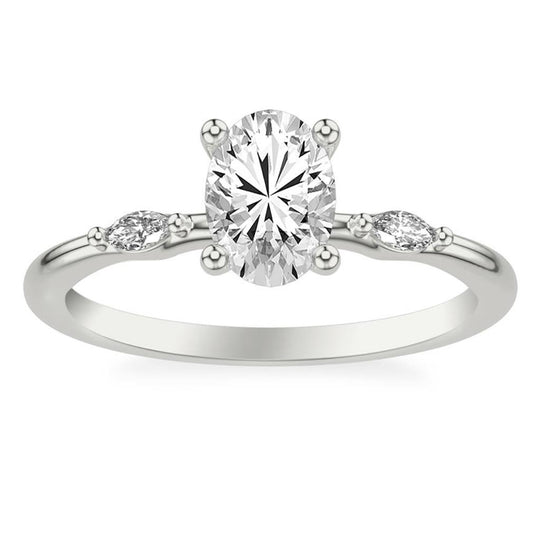 Frederick Goldman 14K White Gold Diamond Accented Oval Engagement Ring 31-12160EVW-E.00