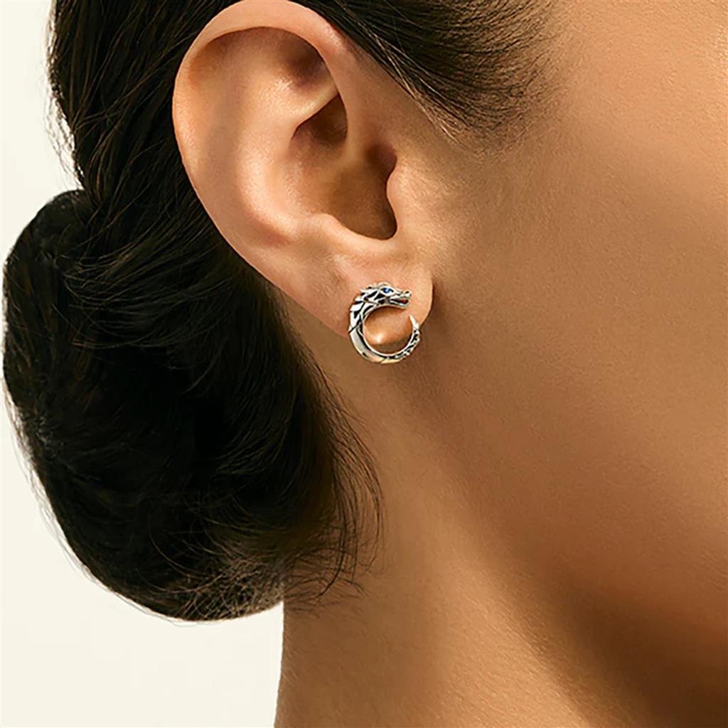 John Hardy Sterling Silver Blue Sapphire Naga Stud Earrings EBS603731BSP