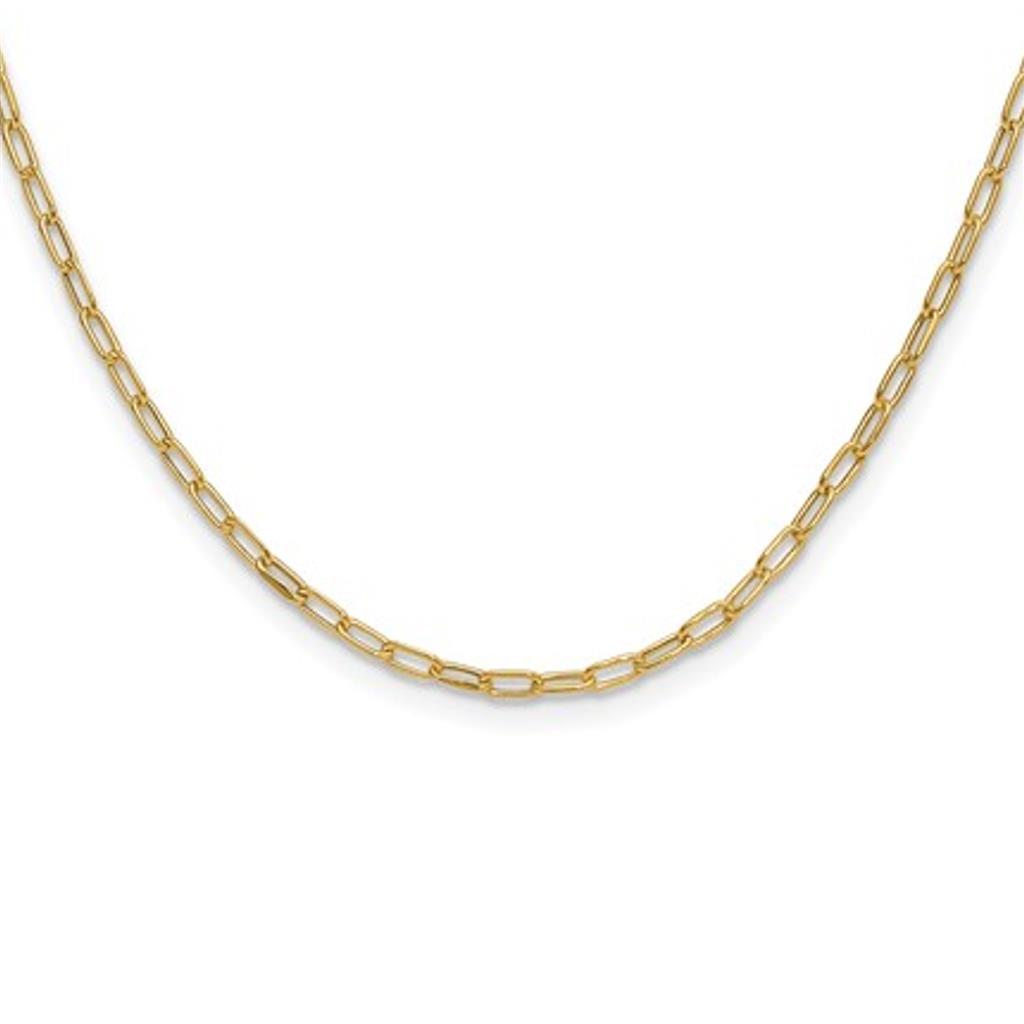 14K Yellow Gold Diamond-Cut Paperclip Link Necklace 7275-18