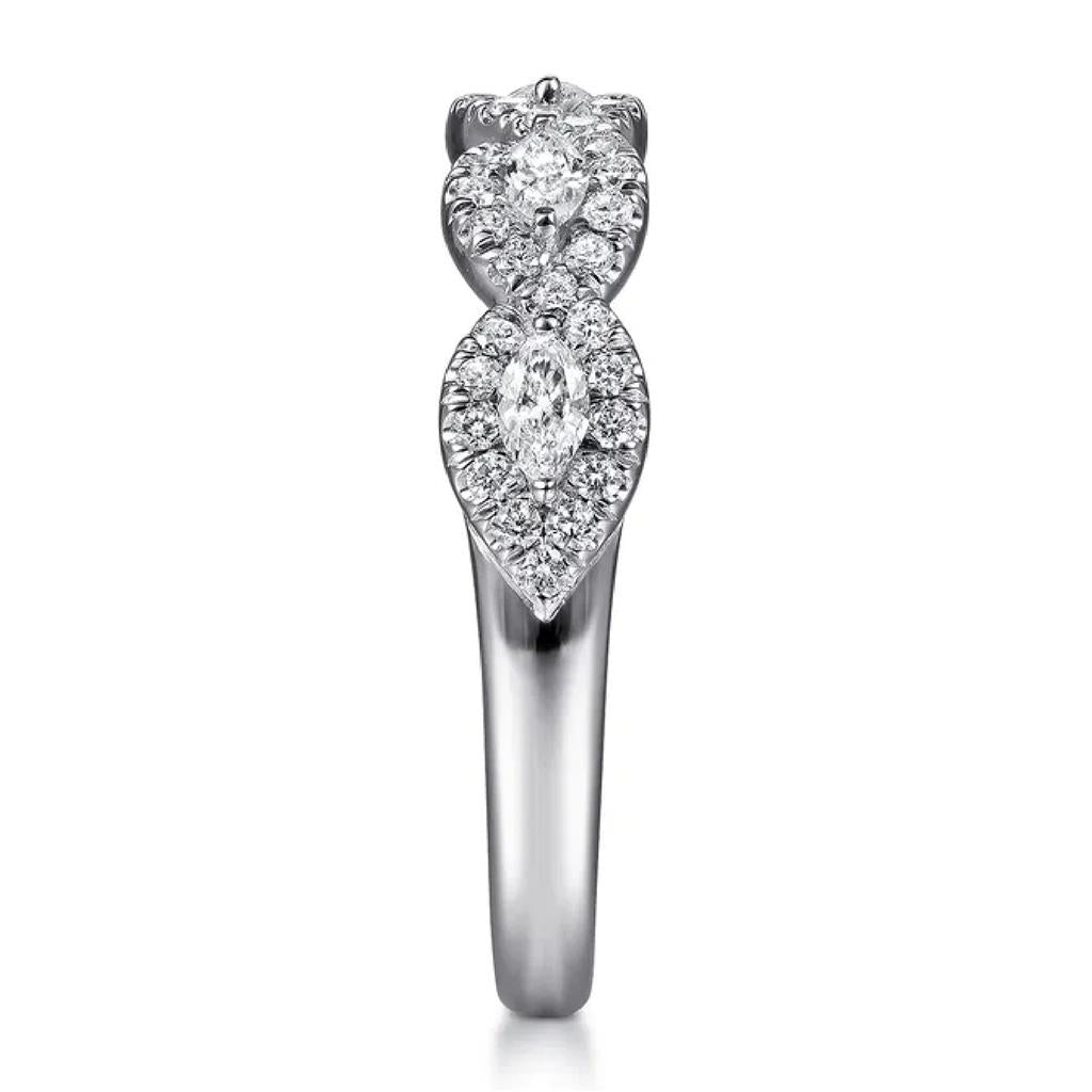 Gabriel & Co 14K White Gold Round and Marquise Diamond Halo Anniversary Band AN15312W44JJ