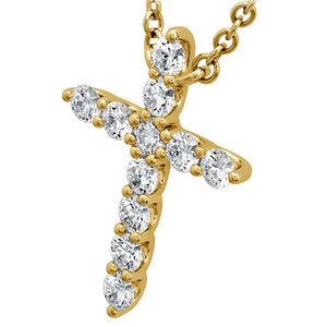 Hearts on Fire 18K Yellow Gold Medium Diamond Cross Necklace HFPSIGCR00328Y