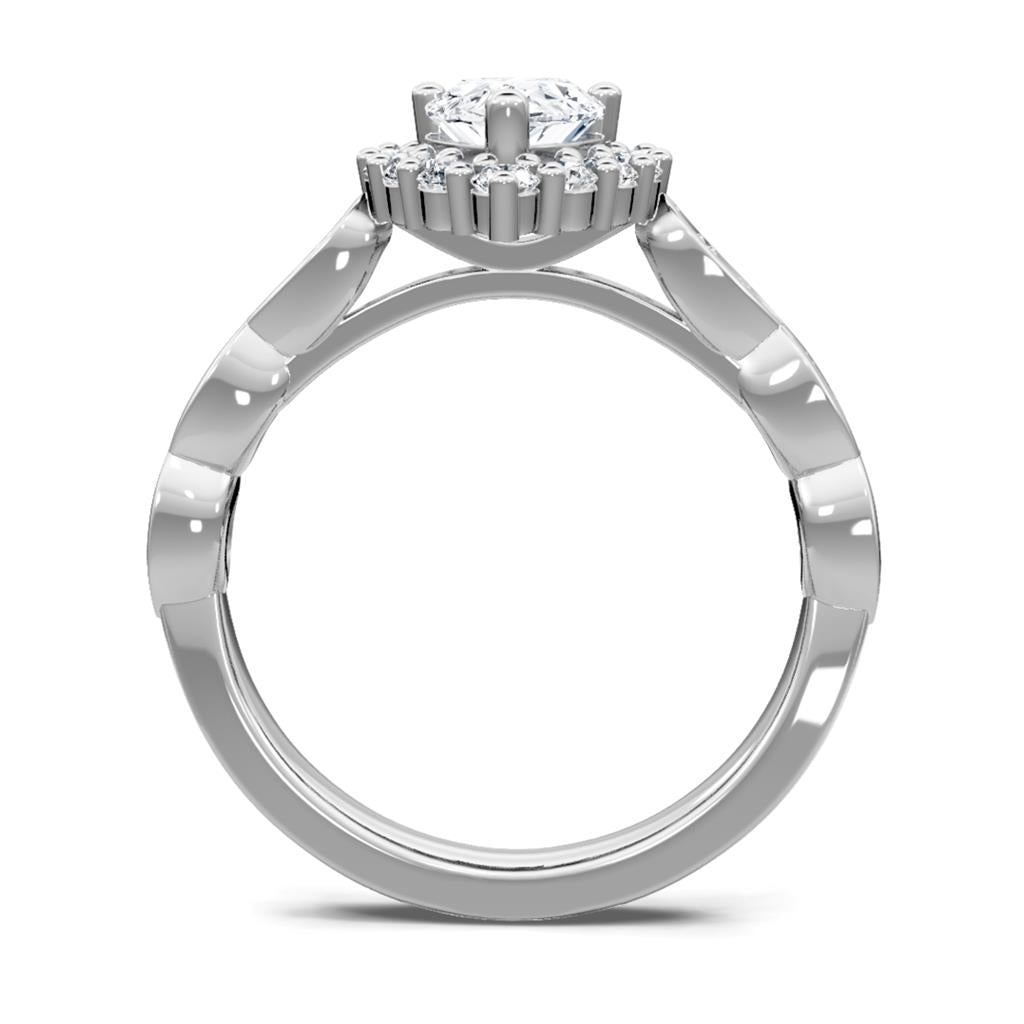 14K White Gold Diamond Halo Engagement Ring 65230D-4W-1/2
