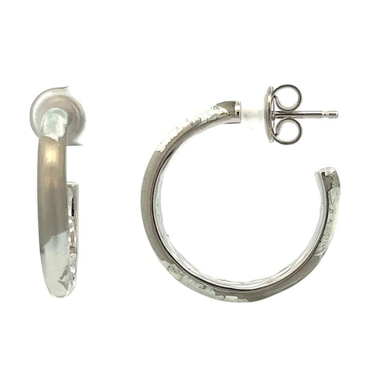 Soho Sterling Silver Gray Foliage Hoops AE005FOLIAGE