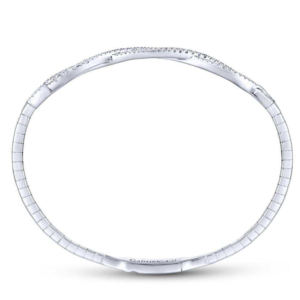 Gabriel & Co 14K White Gold Demure Diamond Twist Bangle BG3978-7W45JJ