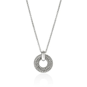 John Hardy Sterling Silver Diamond Pave Round Link Pendant Necklace NBP989542DIX16-18