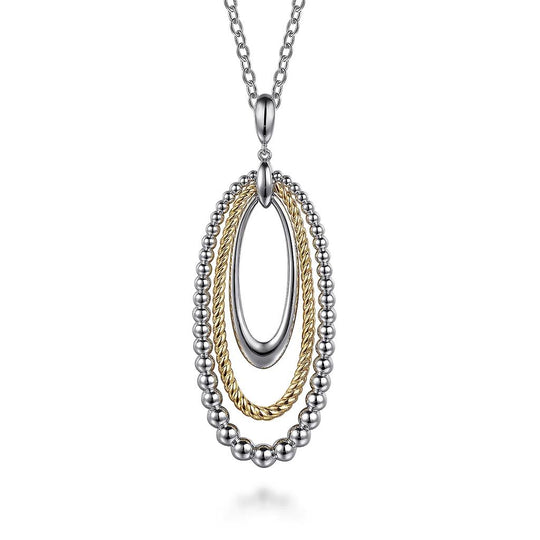 Gabriel & Co Sterling Silver/14K Yellow Gold Bujukan Beaded Rope Pendant Necklace NK7786MZJJJ