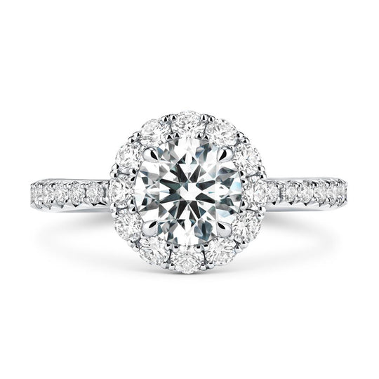 Hearts on Fire Platinum Vela Halo Diamond Band Engagement Ring UU2641PTHV10708000