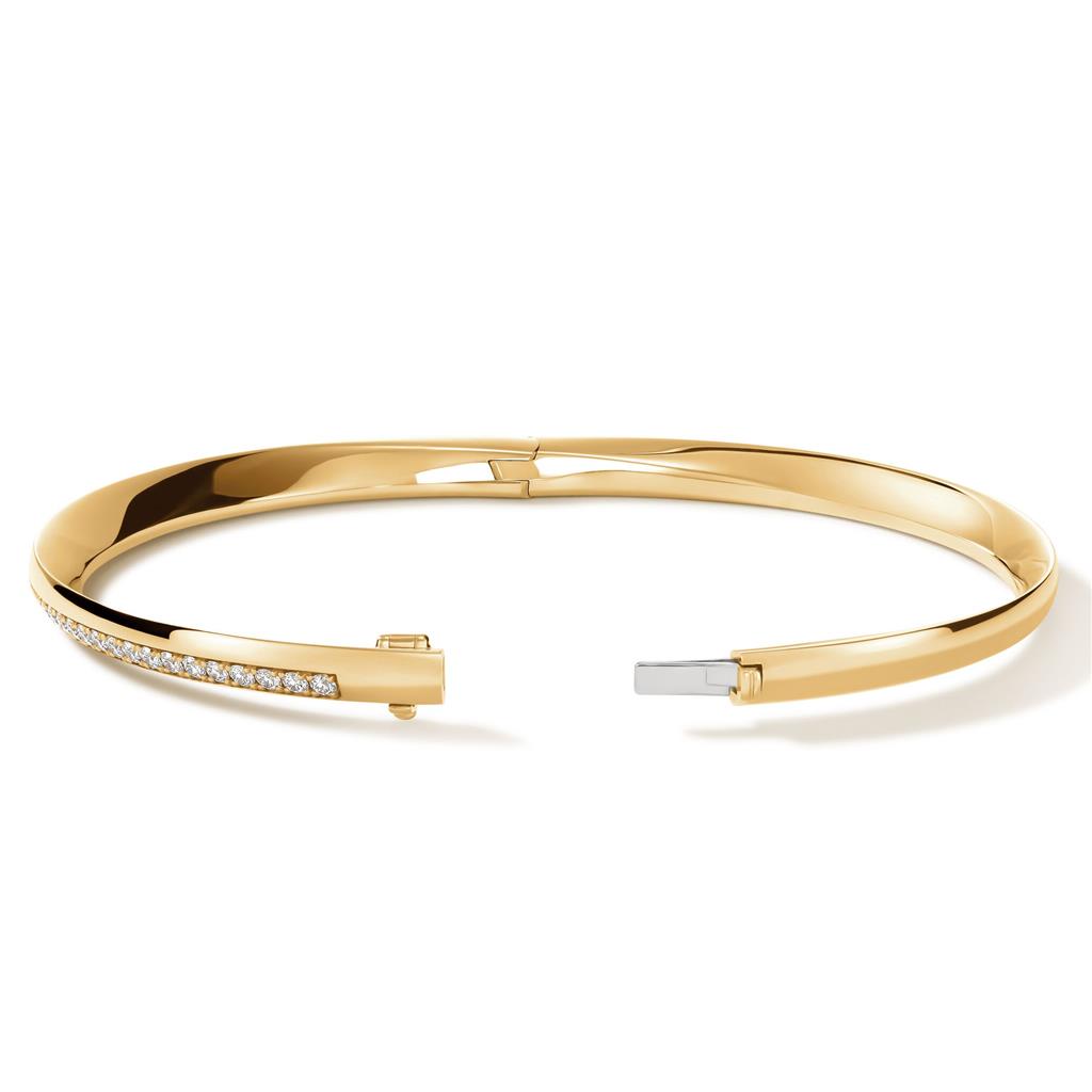 Hearts on Fire 18K Yellow Gold Barre Pave Diamond Bangle UU2836Y