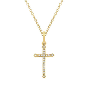 Shy 14KY Diamond Cross Necklace SC22002779AC