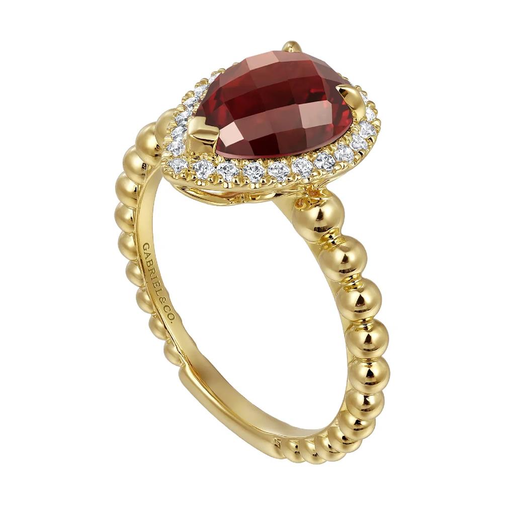 Gabriel & Co 14K Yellow Gold Diamond and Garnet Fashion Ring LR52524Y45GN