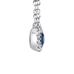 Shy Creation 14K White Gold Sapphire Diamond Necklace SC55002751