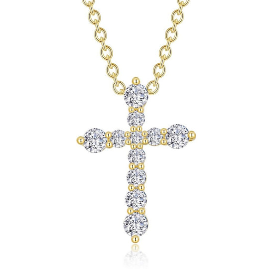Lafonn Sterling Silver Gold Plated Simulated Diamond Cross Necklace P0207CLG18