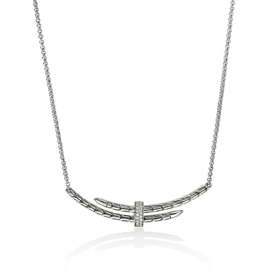 John Hardy Sterling Silver Diamond Station Spear Necklace NBP989592DIX16-18