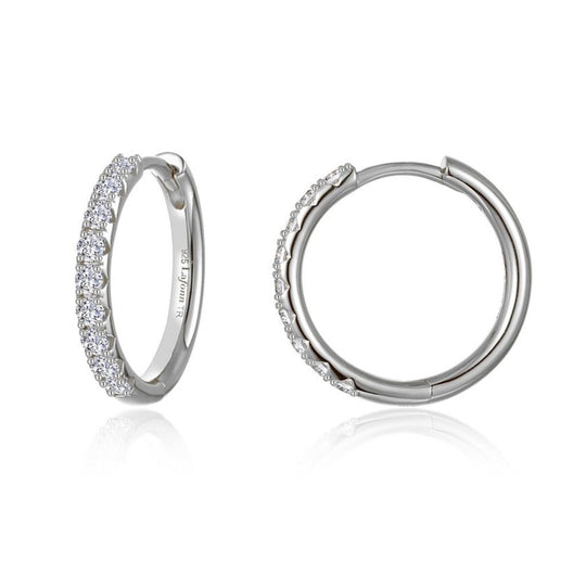 Lafonn Sterling Silver Platinum Plated Alina 18mm Simulated Diamond Hoops E0684CLP00