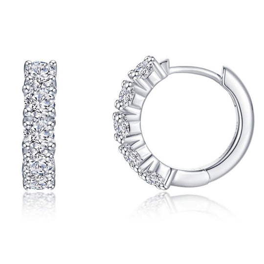 Lafonn Sterling Silver Platinum Plated Clara Simulated Diamond Hoop Earrings E0648CLP00