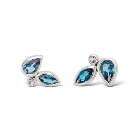 Joryel Vera Sterling Silver London Blue and White Topaz Stud Earrings E4304BT/WT