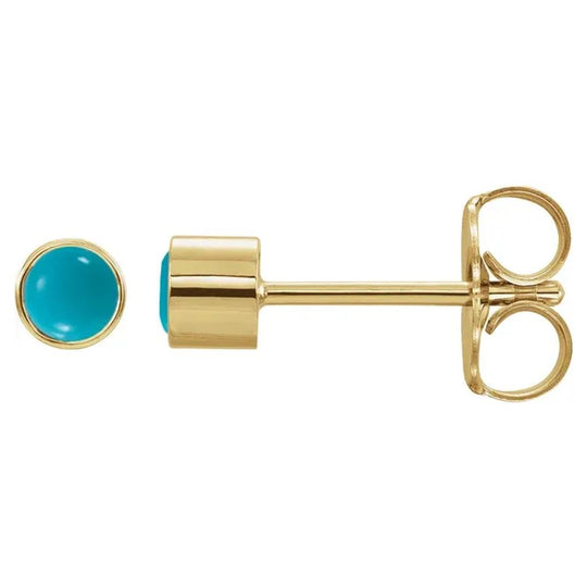 14K Yellow Gold Turquoise Bezel Stud Earrings 2000316:601:P