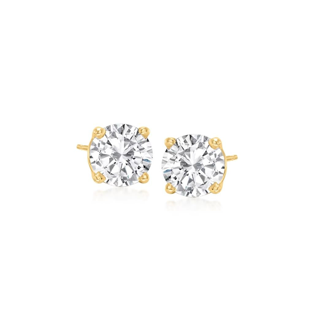 14K Yellow 4 Prong 1/2ctw Diamond Studs 1/2 STUDY4