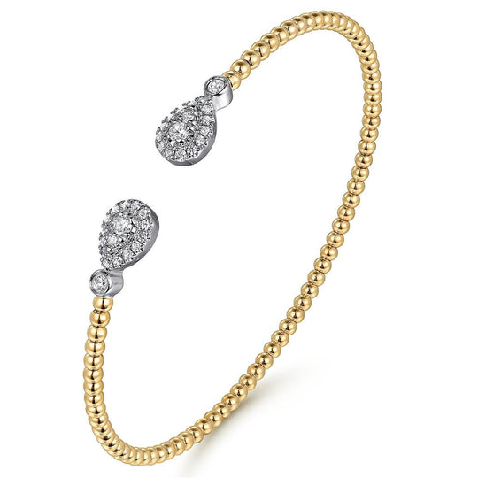Gabriel & Co 14K Yellow & White Gold Pear Shape Halo Diamond Bujukan Bracelet BG4909-62M45JJ