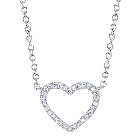 Shy Creation 14K White Gold Diamond Heart Necklace SC22009120