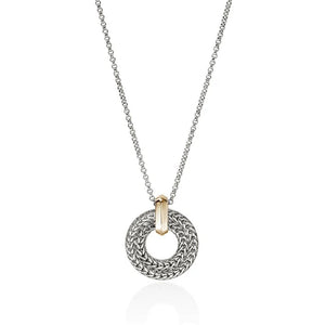 John Hardy 14K Yellow Gold and Sterling Silver Round Link Pendant Necklace NZZ98954X16-18