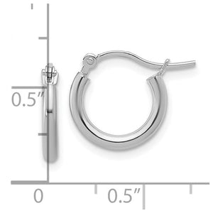 14K White Gold Small Polished Hoop Earrings - 45W