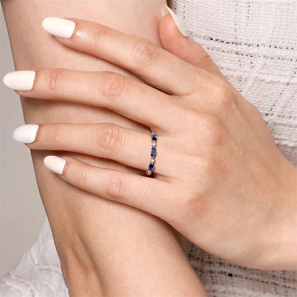 Gabriel & Co 14K White Gold Marquise Sapphire and Diamond Band AN16474W44SA