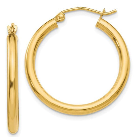 14K Yellow Gold 25mm Hoop Earrings LE2224