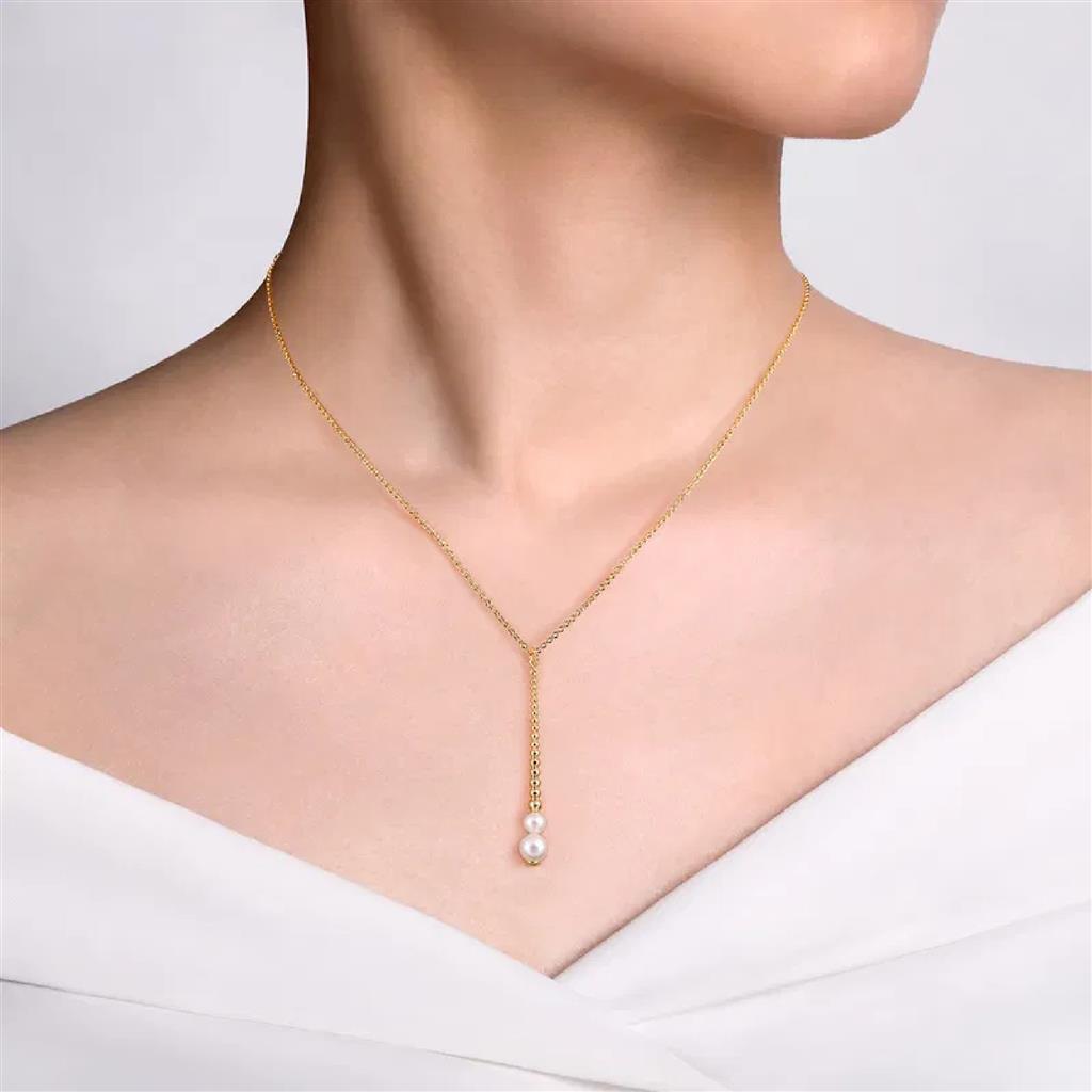 Gabriel & Co 14K Yellow Gold Bujukan Pearl Drop Necklace NK6998Y4JPL
